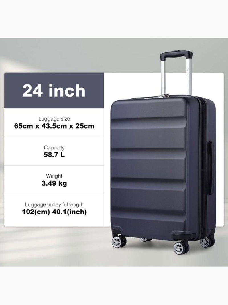 Valise - 65x43.5x25 cm, rigide abs + pc, 4 roues 360°, serrure tsa - kono Bleu - Kiabi