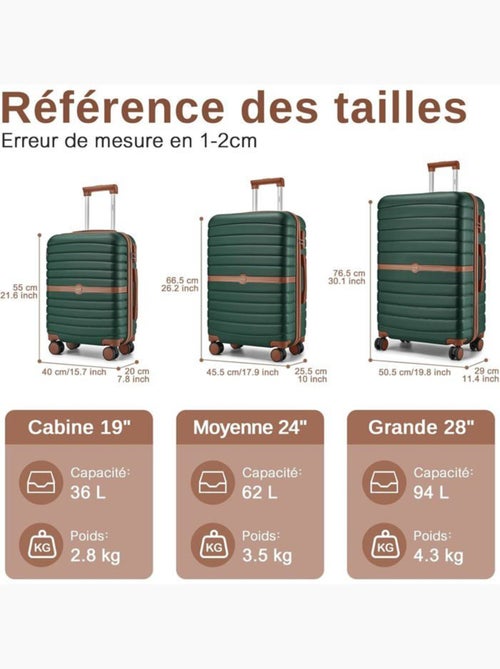 Valise - 66.5x45.5x25 cm, rigide abs + pc, 4 roues 360°, serrure tsa - kono - Kiabi Valise - 66.5x45.5x25 cm, rigide abs + pc, 4 roues 360°, serrure tsa - kono - Kiabi