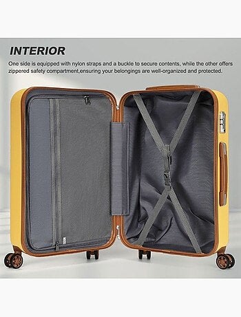 Valise - 75x48x29 cm, rigide abs + pc, 4 roues 360°, serrure tsa - kono