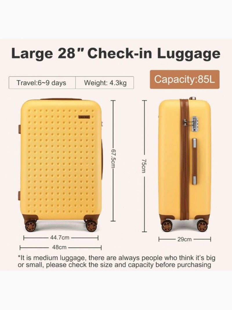 Valise - 75x48x29 cm, rigide abs + pc, 4 roues 360°, serrure tsa - kono Jaune - Kiabi