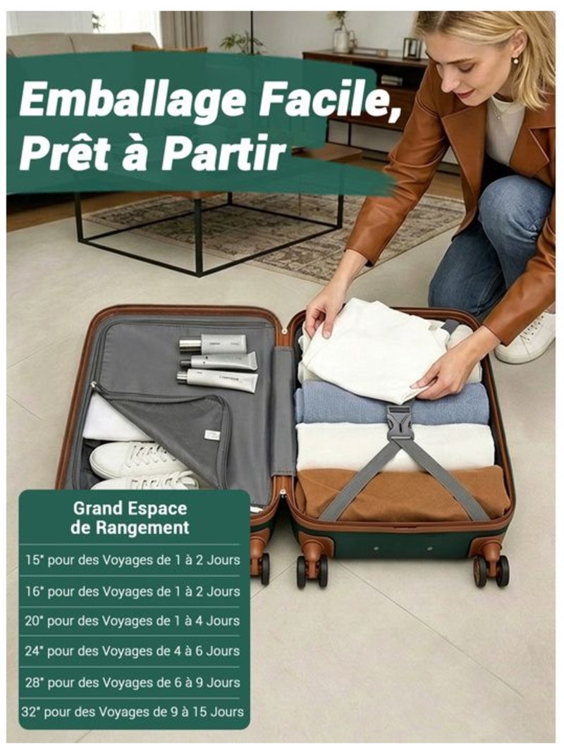 Valise - 75x48x30 cm, rigide abs + pc, 4 roues 360°, serrure tsa - kono Bleu - Kiabi