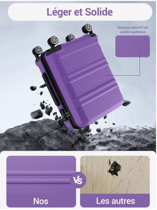 Valise - 75x48x30 cm, rigide abs + pc, 4 roues 360°, serrure tsa - kono - Kiabi Valise - 75x48x30 cm, rigide abs + pc, 4 roues 360°, serrure tsa - kono - Kiabi