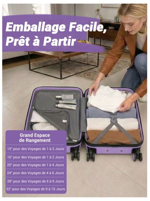 Valise - 75x48x30 cm, rigide abs + pc, 4 roues 360°, serrure tsa - kono - Kiabi Valise - 75x48x30 cm, rigide abs + pc, 4 roues 360°, serrure tsa - kono - Kiabi
