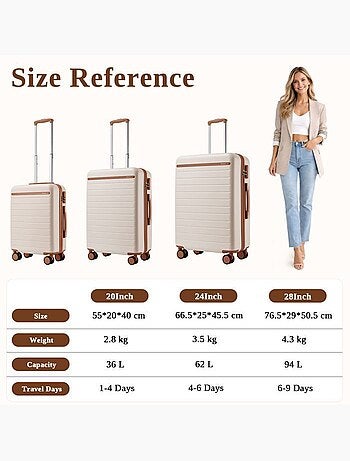 Valise - 76.5x50.5x29 cm, abs + pc, 4 roues 360° - kono