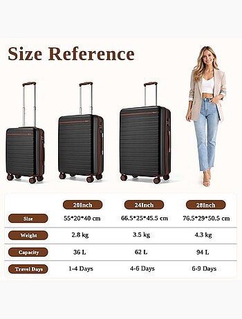 Valise - 76.5x50.5x29 cm, abs + pc, 4 roues 360° - kono