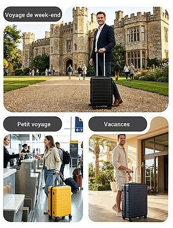 Valise - 76x50x29 cm, rigide abs, 4 roues 360°, serrure à code - kono