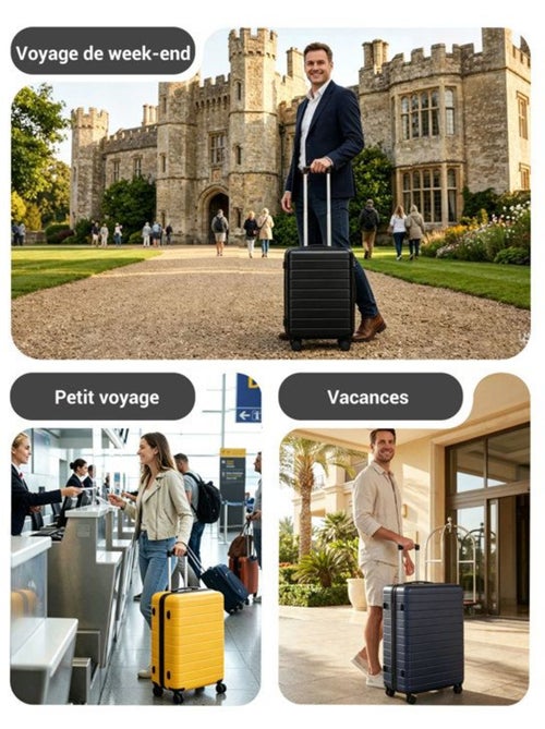 Valise - 76x50x29 cm, rigide abs, 4 roues 360°, serrure à code - kono - Kiabi