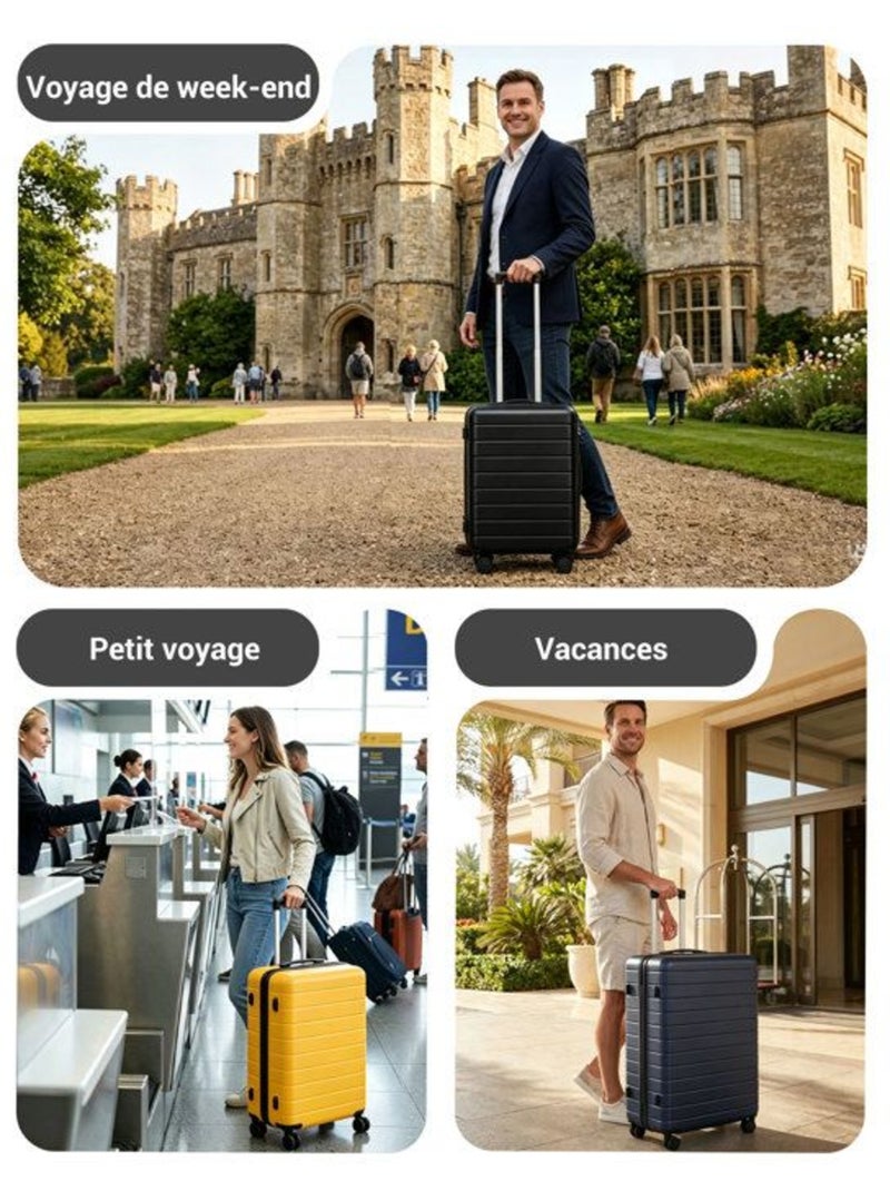 Valise - 76x50x29 cm, rigide abs, 4 roues 360°, serrure à code - kono Noir - Kiabi