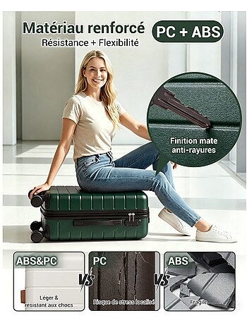 Valise - 76x50x29 cm, rigide abs, 4 roues 360°, serrure à code - kono