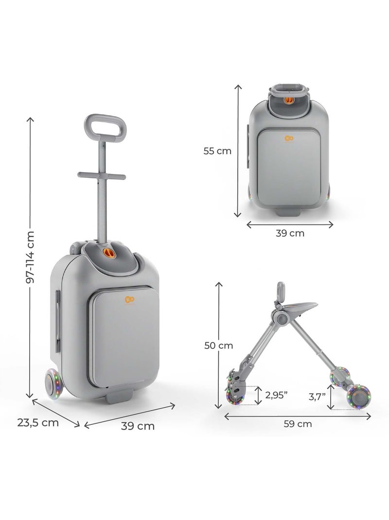 Valise 2 en 1 Kinderkraft CABBY enfant cabine 20L 4 roues blocage poignée réglable Blanc Gris - Kiabi