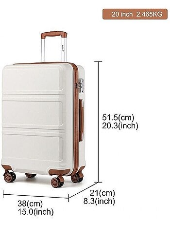 Valise cabine - 40/22/55 cm abs 4 roulettes serrure tsa - kono