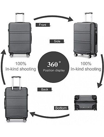 Valise cabine - 40/22/55 cm abs 4 roulettes serrure tsa - kono