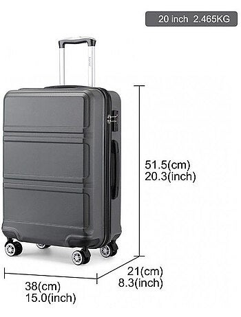 Valise cabine - 40/22/55 cm abs 4 roulettes serrure tsa - kono