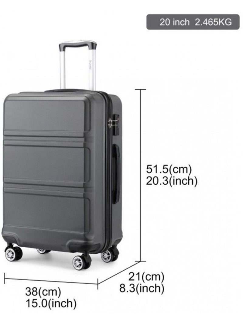 Valise cabine - 40/22/55 cm abs 4 roulettes serrure tsa - kono Gris - Kiabi