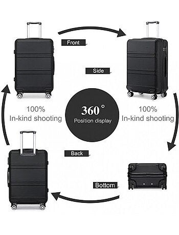 Valise cabine - 40/22/55 cm abs 4 roulettes serrure tsa - kono