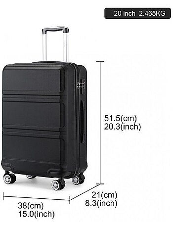 Valise cabine - 40/22/55 cm abs 4 roulettes serrure tsa - kono