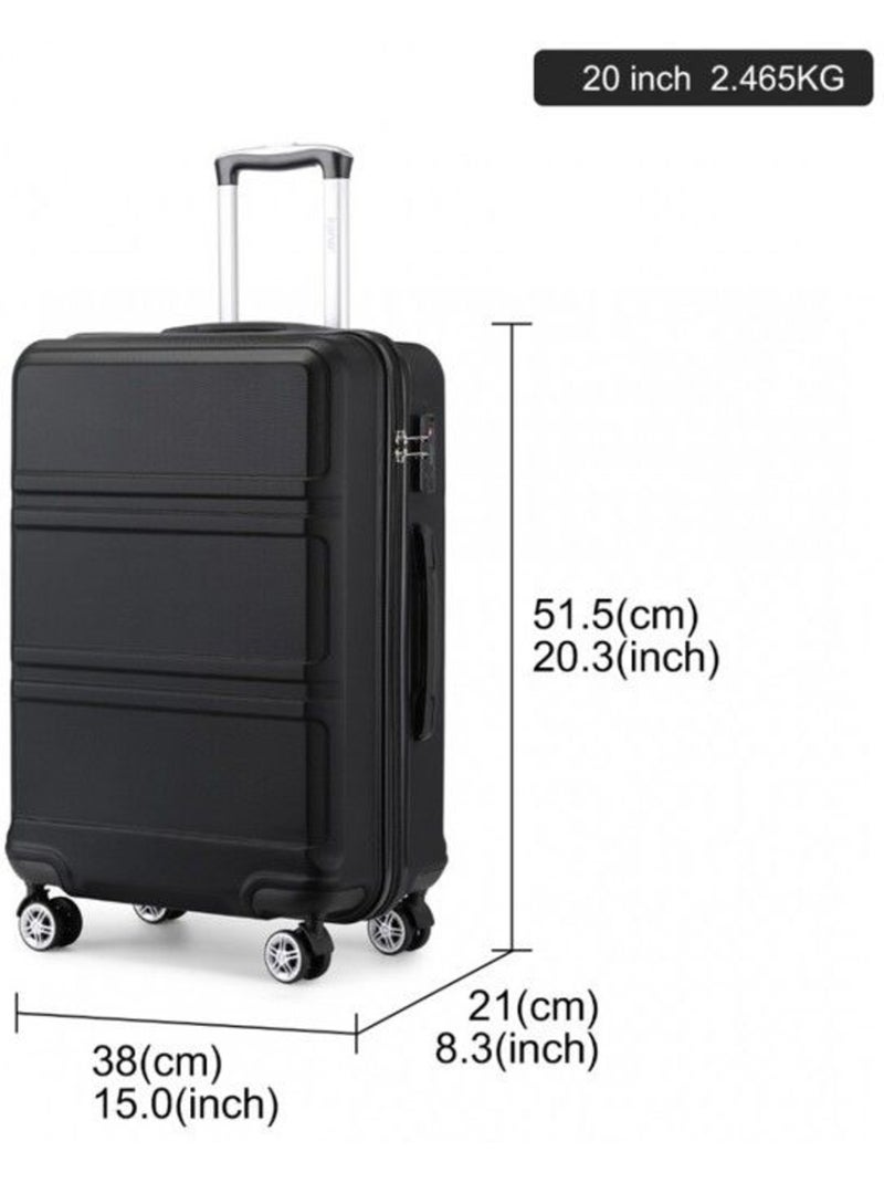 Valise cabine - 40/22/55 cm abs 4 roulettes serrure tsa - kono Noir - Kiabi