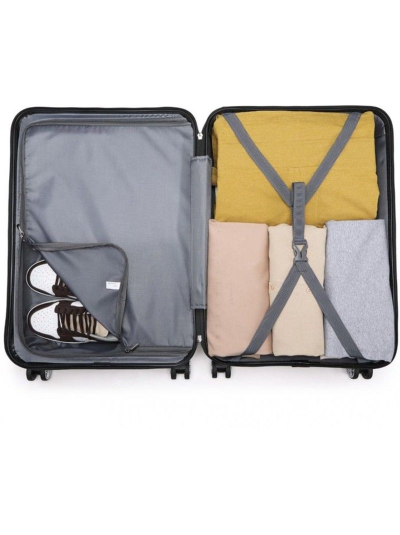 Valise cabine - 40/22/55 cm abs 4 roulettes serrure tsa - kono Noir - Kiabi