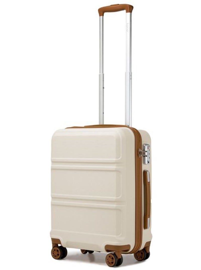 Valise cabine - 40/22/55 cm abs+pc 4 roulettes serrure tsa - kono Beige - Kiabi