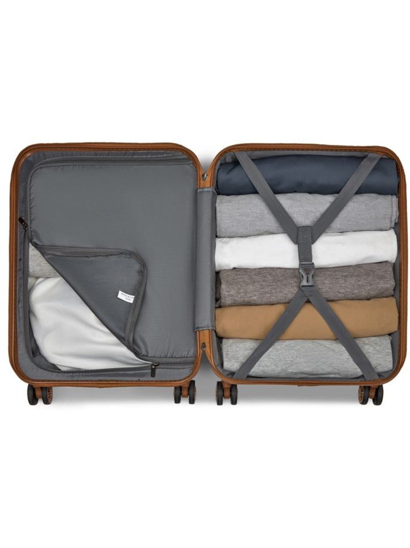 Valise cabine - 40/22/55 cm abs+pc 4 roulettes serrure tsa - kono Beige - Kiabi