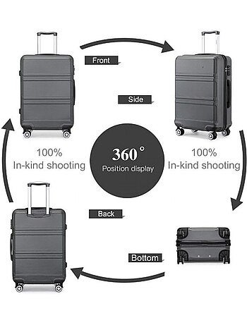 Valise cabine - 40/22/55 cm abs+pc 4 roulettes serrure tsa - kono