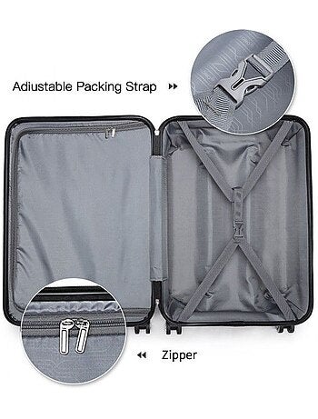 Valise cabine - 40/22/55 cm abs+pc 4 roulettes serrure tsa - kono