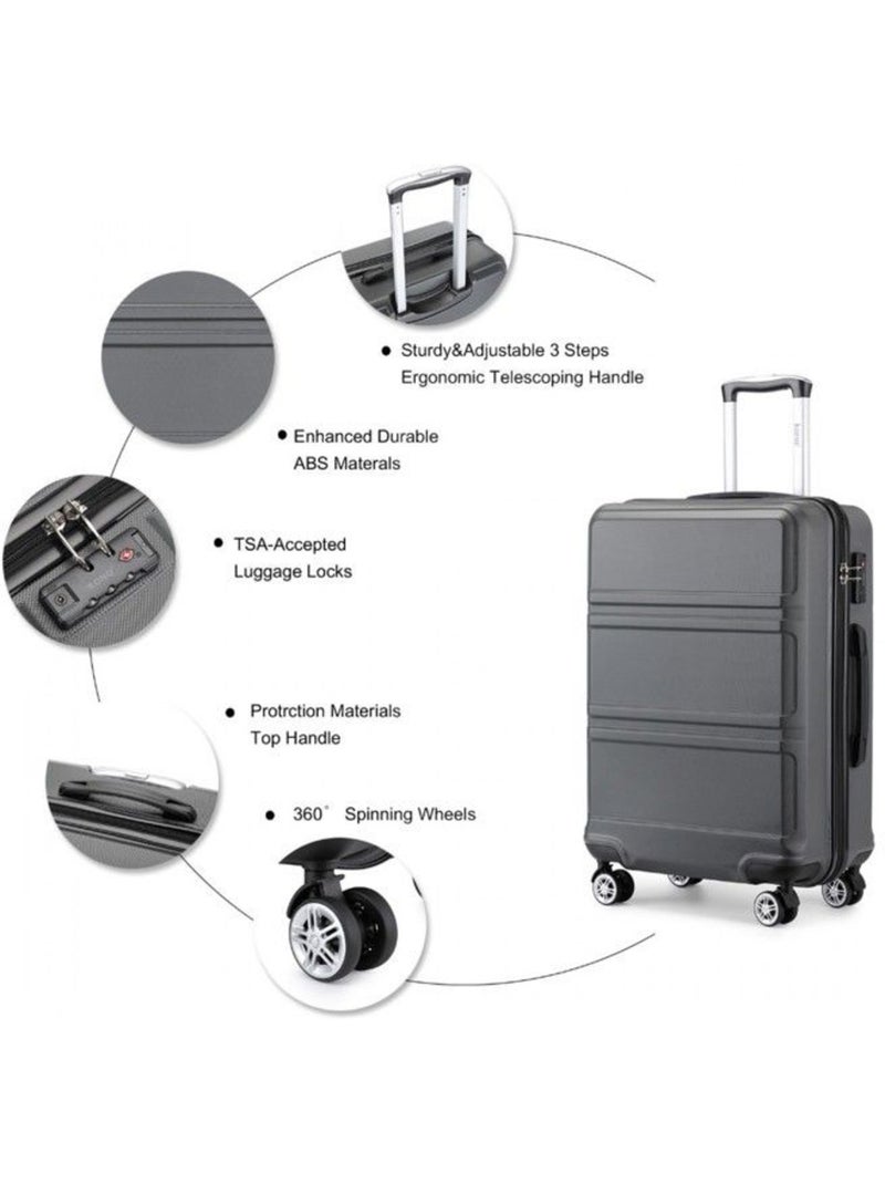 Valise cabine - 40/22/55 cm abs+pc 4 roulettes serrure tsa - kono Gris - Kiabi