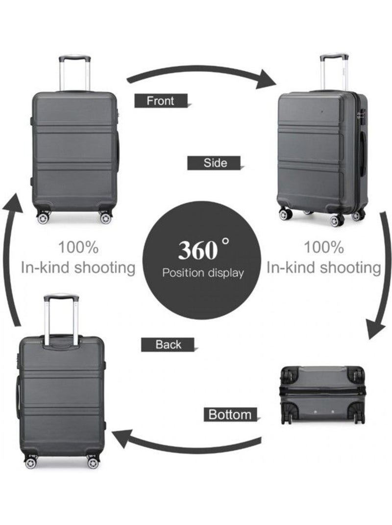 Valise cabine - 40/22/55 cm abs+pc 4 roulettes serrure tsa - kono Gris - Kiabi