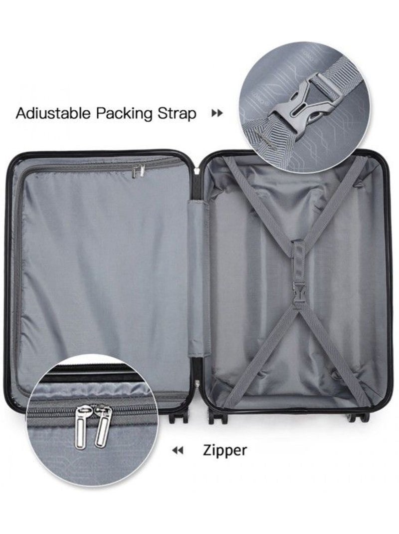 Valise cabine - 40/22/55 cm abs+pc 4 roulettes serrure tsa - kono Gris - Kiabi