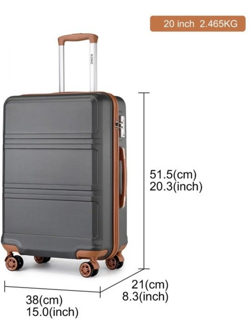 Valise cabine - 40/22/55 cm abs+pc 4 roulettes serrure tsa - kono Gris - Kiabi
