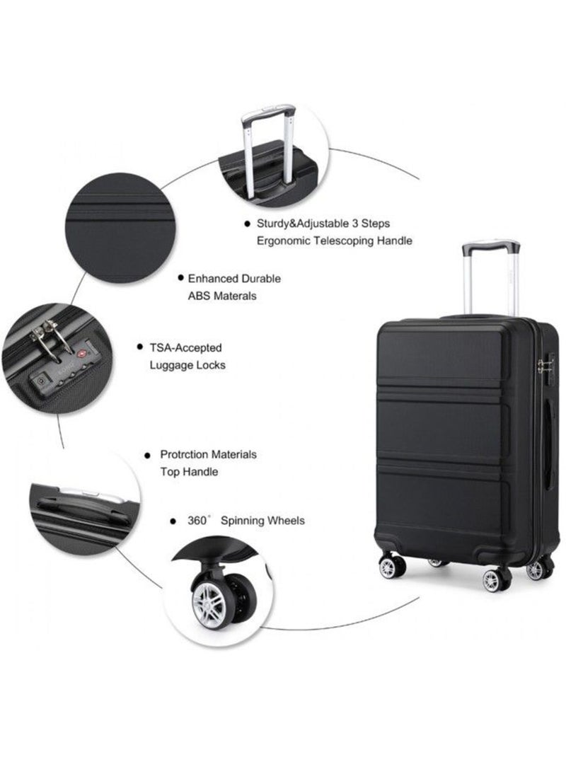 Valise cabine - 40/22/55 cm abs+pc 4 roulettes serrure tsa - kono Noir - Kiabi