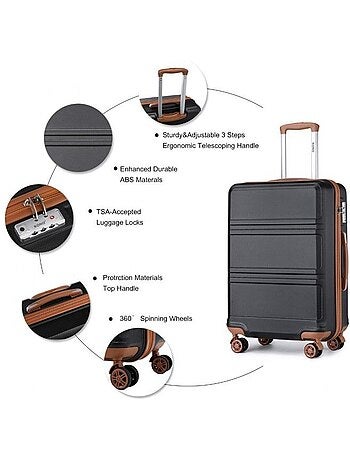 Valise cabine - 40/22/55 cm abs+pc 4 roulettes serrure tsa - kono