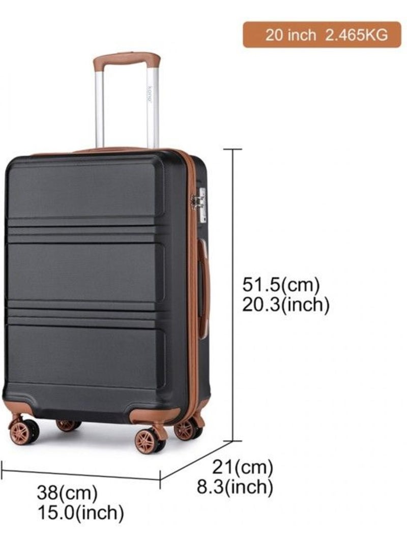 Valise cabine - 40/22/55 cm abs+pc 4 roulettes serrure tsa - kono Noir - Kiabi