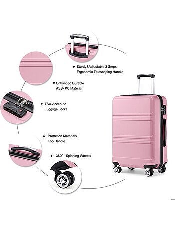 Valise cabine - 40/22/55 cm abs+pc 4 roulettes serrure tsa - kono