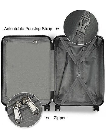 Valise cabine - 40/22/55 cm abs+pc 4 roulettes serrure tsa - kono