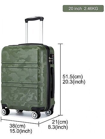 Valise cabine - 40/22/55 cm abs+pc 4 roulettes serrure tsa - kono