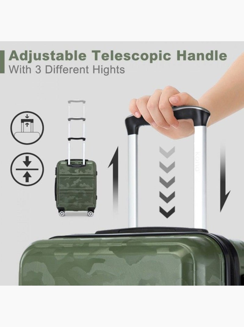Valise cabine - 40/22/55 cm abs+pc 4 roulettes serrure tsa - kono Vert - Kiabi