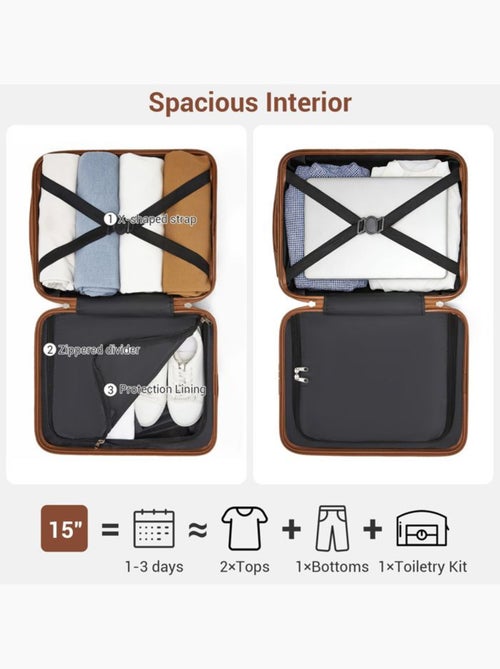 Valise cabine - 44x30.5x20 cm, rigide abs, 4 roues 360°, serrure tsa - kono - Kiabi Valise cabine - 44x30.5x20 cm, rigide abs, 4 roues 360°, serrure tsa - kono - Kiabi