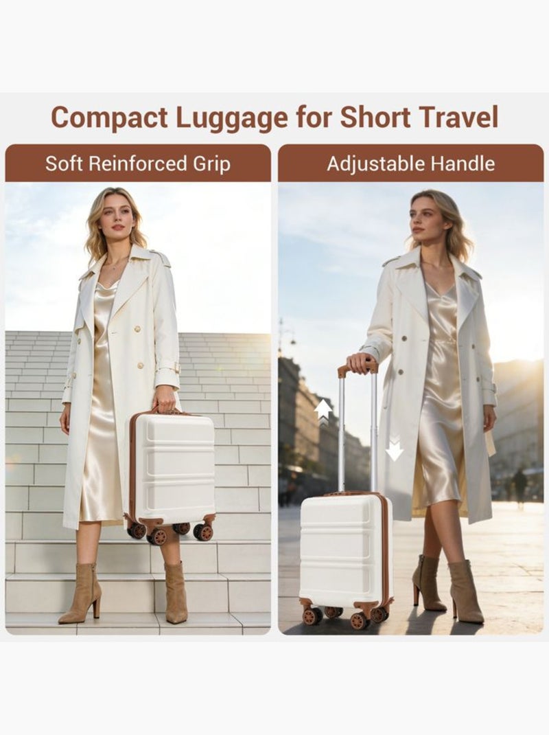 Valise cabine - 44x30.5x20 cm, rigide abs, 4 roues 360°, serrure tsa - kono Blanc - Kiabi