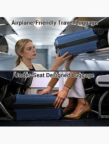 Valise cabine - 44x30.5x20 cm, rigide abs, 4 roues 360°, serrure tsa - kono