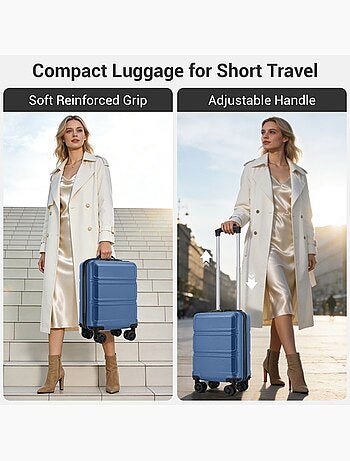 Valise cabine - 44x30.5x20 cm, rigide abs, 4 roues 360°, serrure tsa - kono