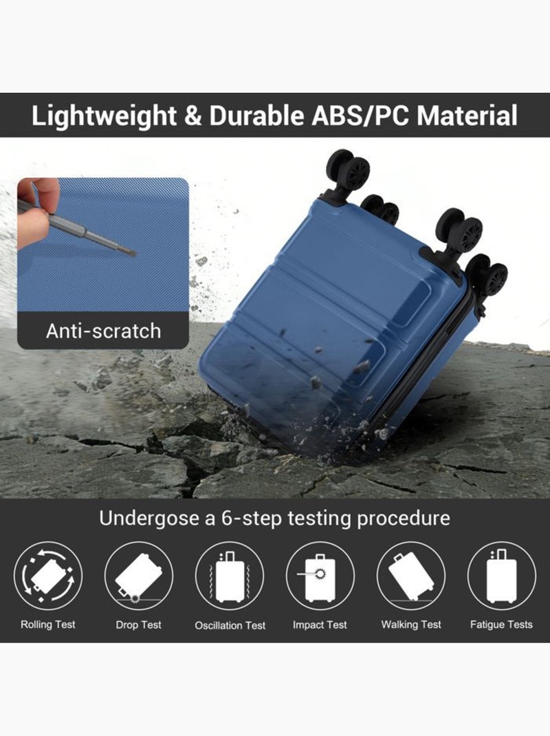 Valise cabine - 44x30.5x20 cm, rigide abs, 4 roues 360°, serrure tsa - kono Bleu - Kiabi