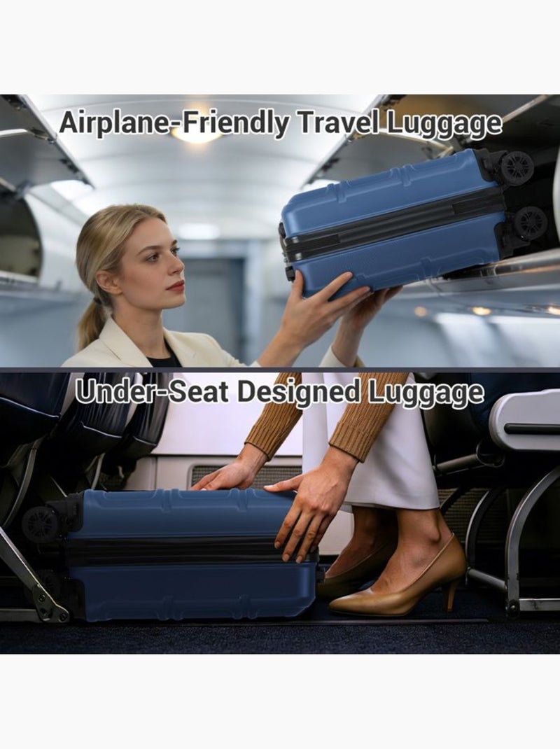 Valise cabine - 44x30.5x20 cm, rigide abs, 4 roues 360°, serrure tsa - kono Bleu - Kiabi
