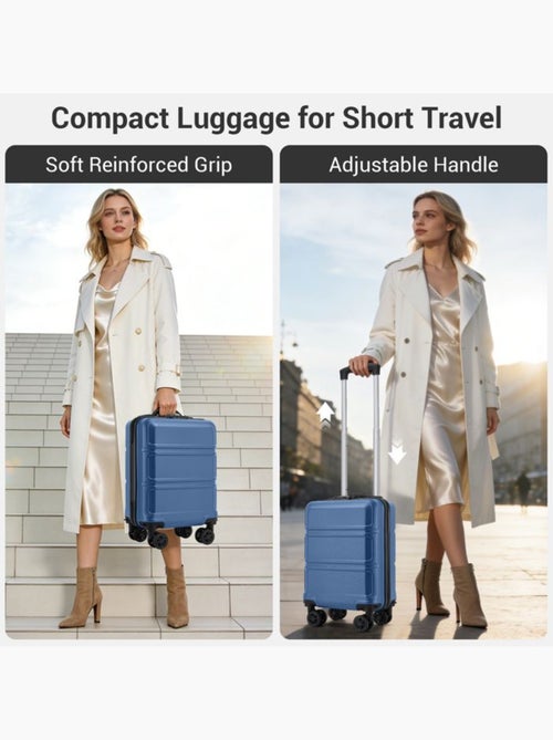 Valise cabine - 44x30.5x20 cm, rigide abs, 4 roues 360°, serrure tsa - kono - Kiabi Valise cabine - 44x30.5x20 cm, rigide abs, 4 roues 360°, serrure tsa - kono - Kiabi
