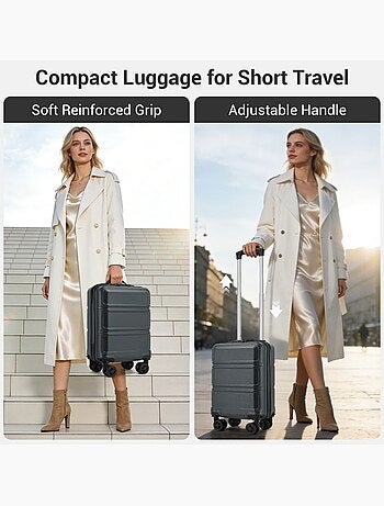 Valise cabine - 44x30.5x20 cm, rigide abs, 4 roues 360°, serrure tsa - kono