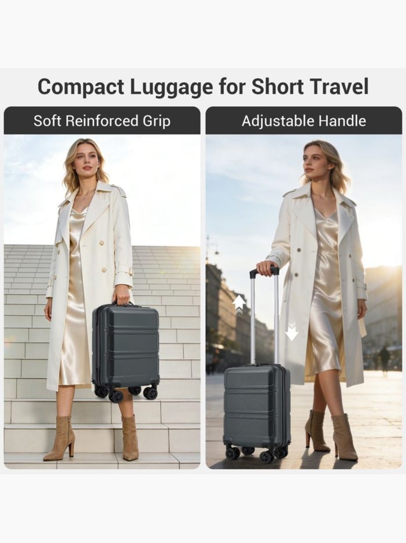 Valise cabine - 44x30.5x20 cm, rigide abs, 4 roues 360°, serrure tsa - kono Gris - Kiabi