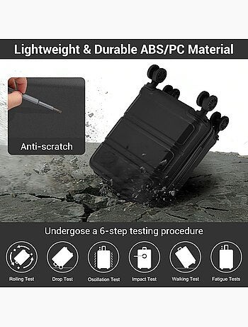 Valise cabine - 44x30.5x20 cm, rigide abs, 4 roues 360°, serrure tsa - kono
