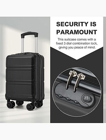Valise cabine - 44x30.5x20 cm, rigide abs, 4 roues 360°, serrure tsa - kono