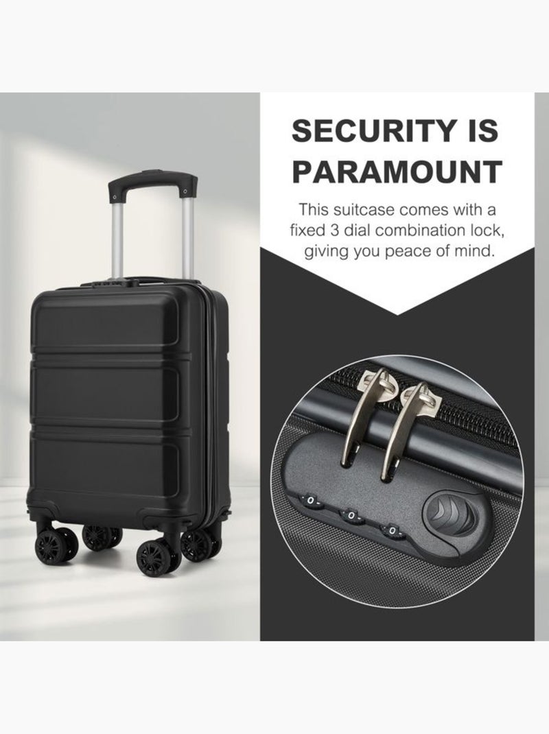 Valise cabine - 44x30.5x20 cm, rigide abs, 4 roues 360°, serrure tsa - kono Noir - Kiabi