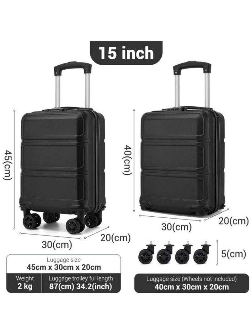Valise cabine - 44x30.5x20 cm, rigide abs, 4 roues 360°, serrure tsa - kono Noir - Kiabi